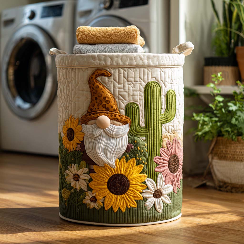 Cactus Buddy Quilted Laundry Basket Christmas Merch Gift