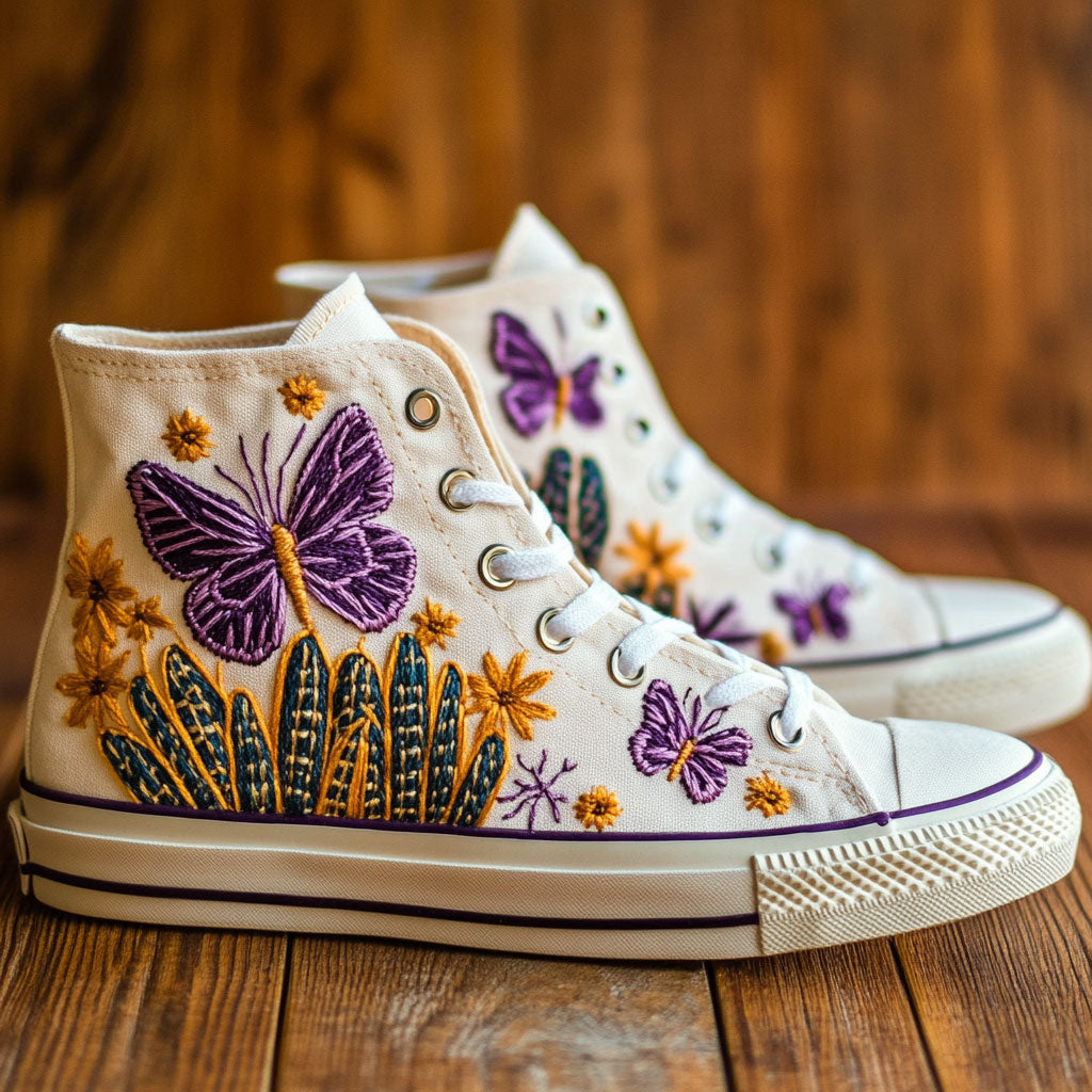 Cactus Butterfly Garden Canvas High Tops Daily Wear Merch