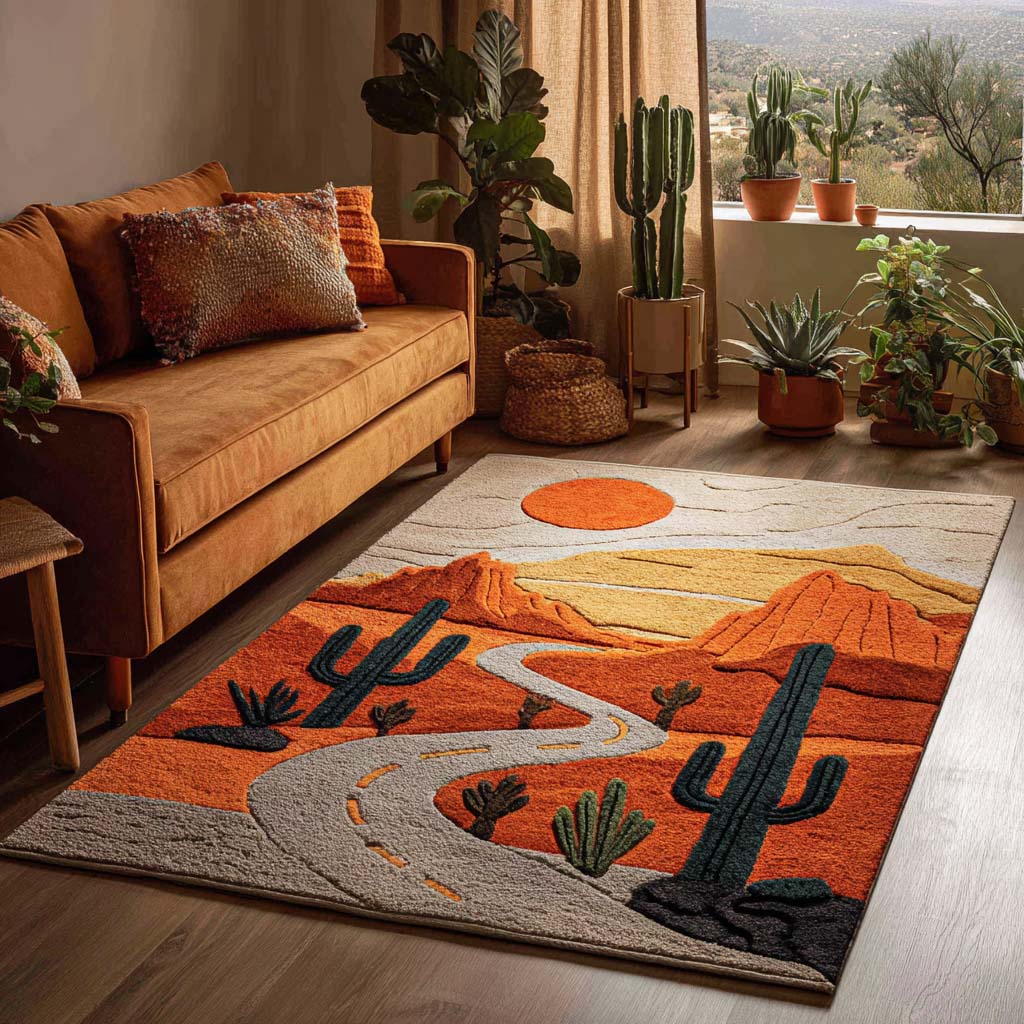 Cactus Charm Area Rug Outdoor Entryway Decor Unique Halloween Gifts
