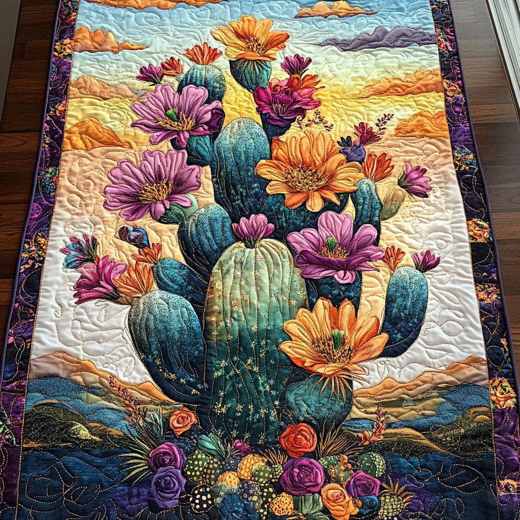 Cactus Charm Quilted Table Runner Dining Decor Awesome Gifts For Cactus Lovers