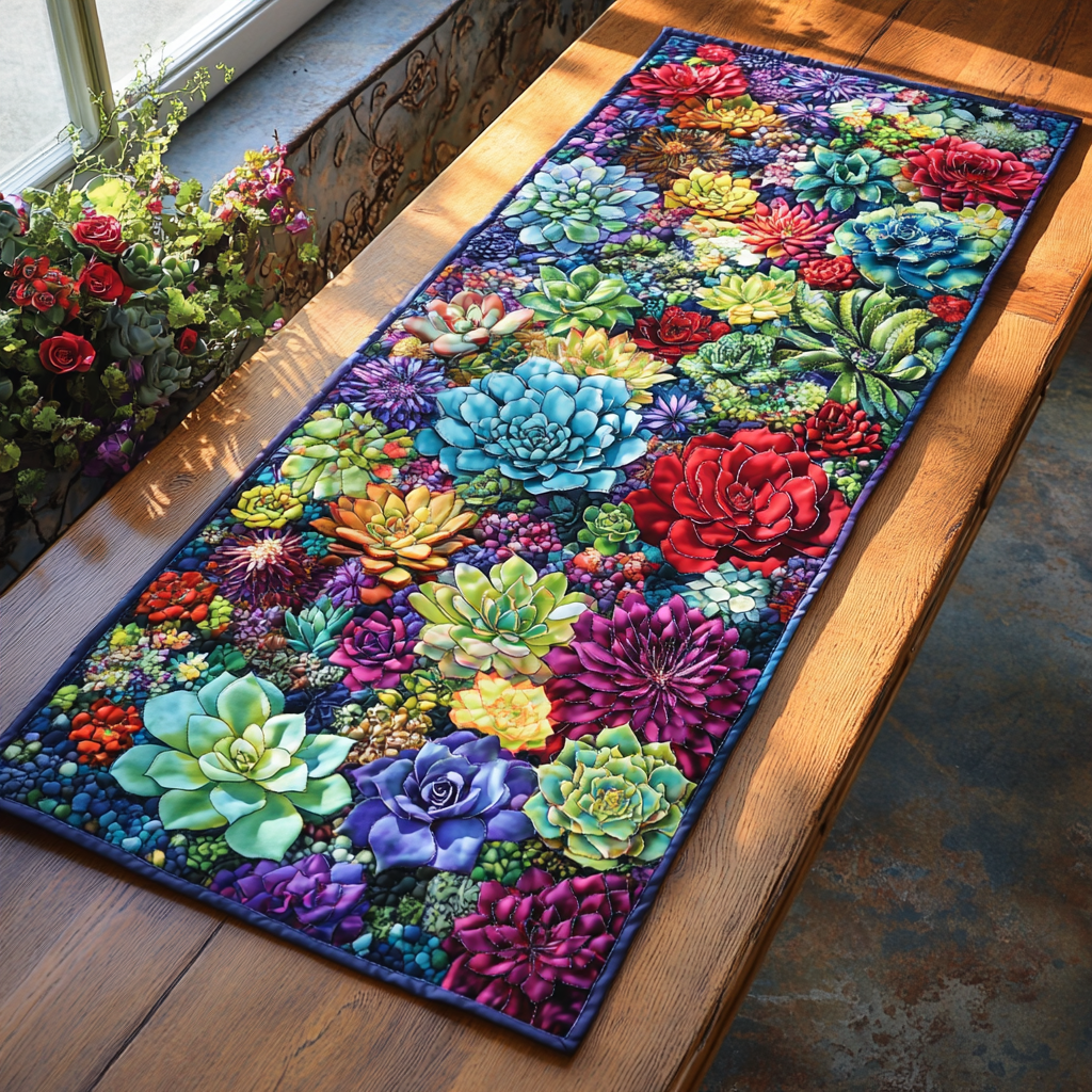 Cactus Charm Quilted Table Runner Dining Table Ideas Succulent Themed Gifts