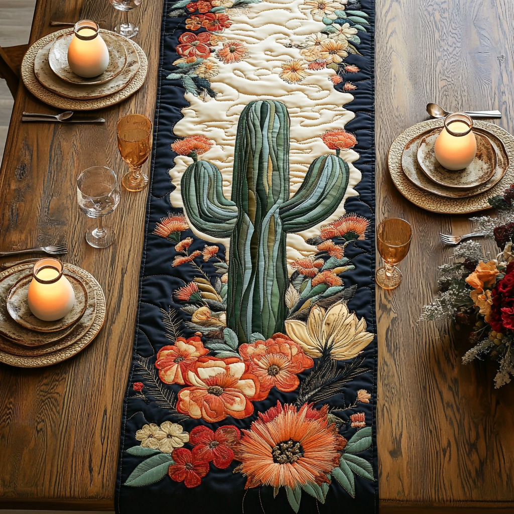 Cactus Charm Quilted Table Runner Kitchen Table Decor Ideas Cactus Gifts For Him