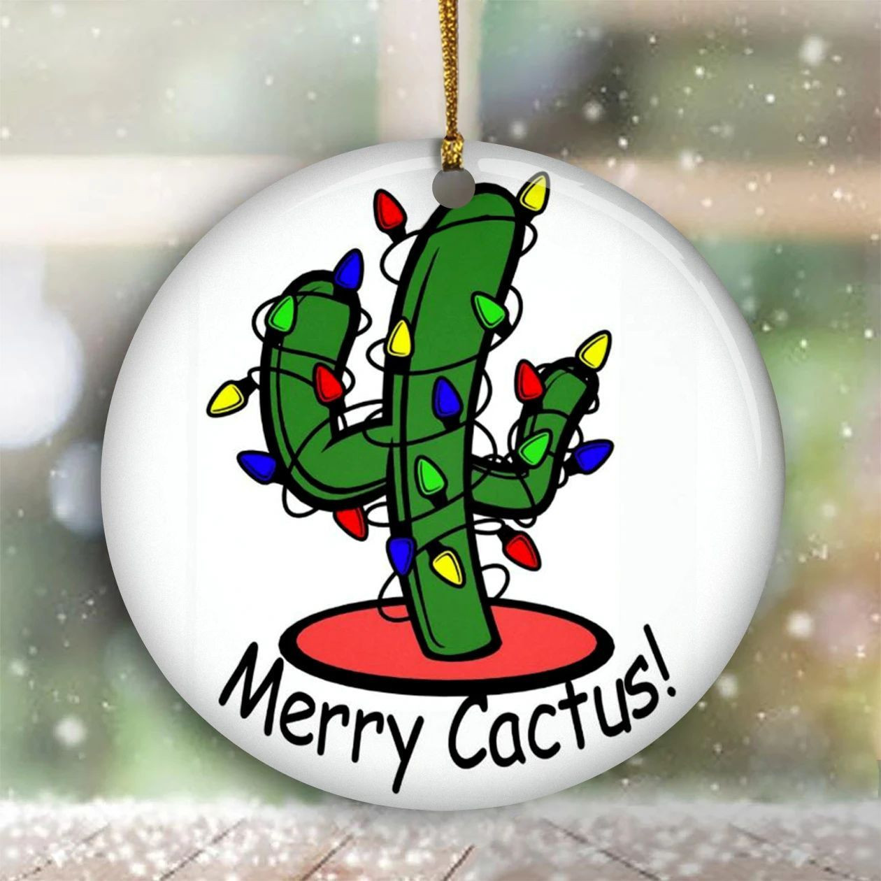 Cactus Christmas Ornament Merry Cactus White Flocked Christmas Tree Decorating Idea