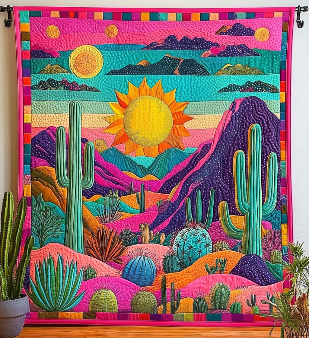 Cactus Comfort Quilted Blanket Gift For Cactus Lover