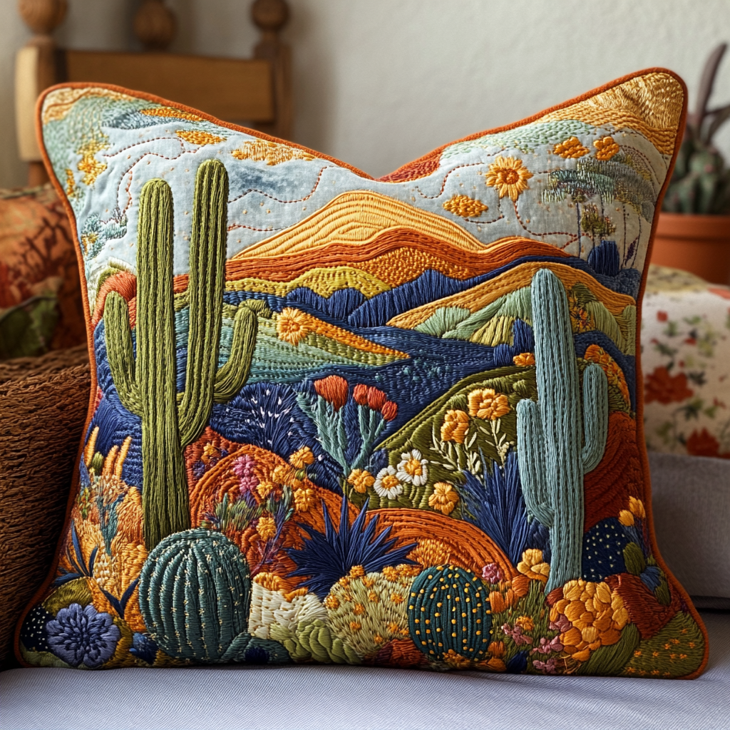 Cactus Country Quilted Pillow Case Decorative Pillow Cases Cactus Related Gifts