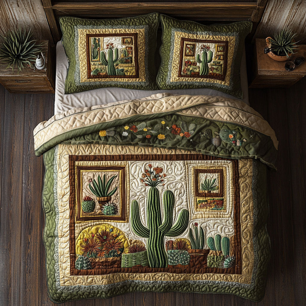 Cactus Cozy Quilted Bedding Set Perfect Housewarming Gift for a Cozy Bedroom