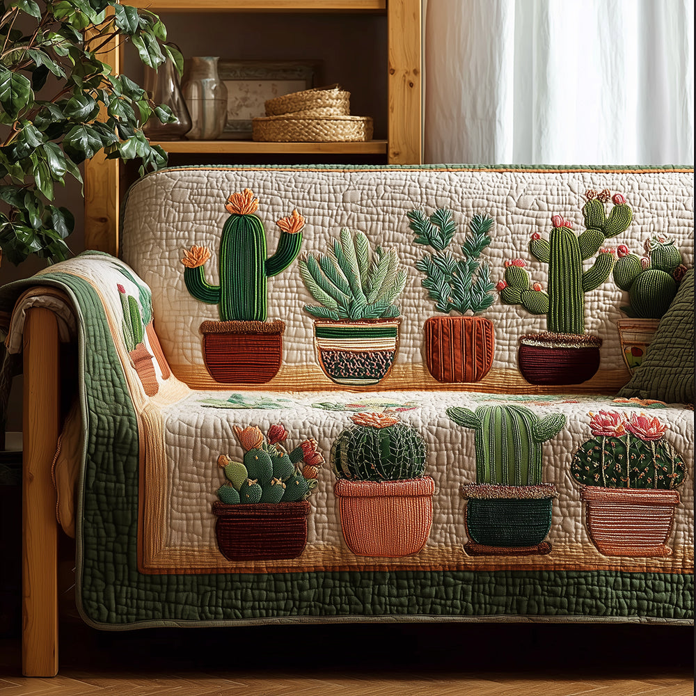 Cactus Daydream Quilted Sofa Cover Couch Protector Best Gifts For Grandma