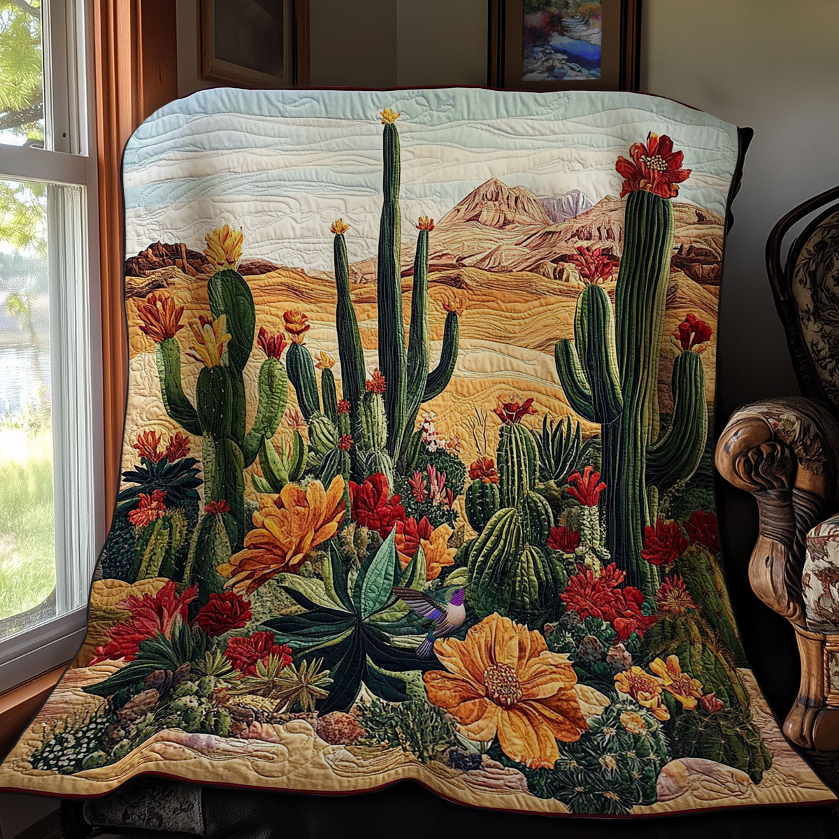 Cactus Desert Quilt Blanket Couch Blanket Perfect Mother' Day Gifts