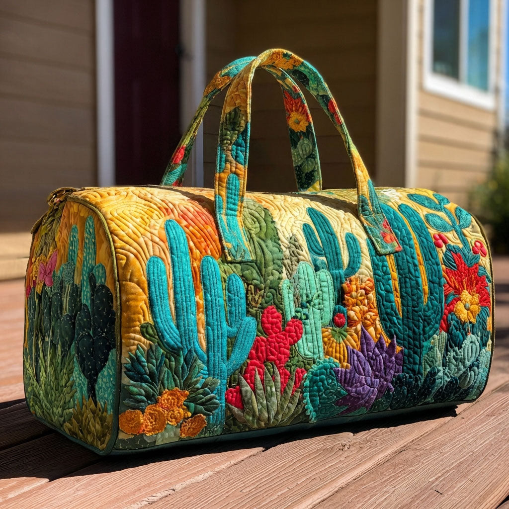 Cactus Desert Quilted Duffle Bag Southwest Travel Gear Best Gift For Nature Lovers