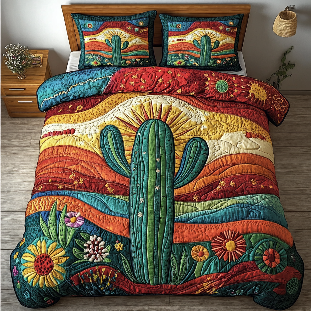 Cactus Dream Quilted Bedding Set Best Comforter Sets Cactus Birthday Gift