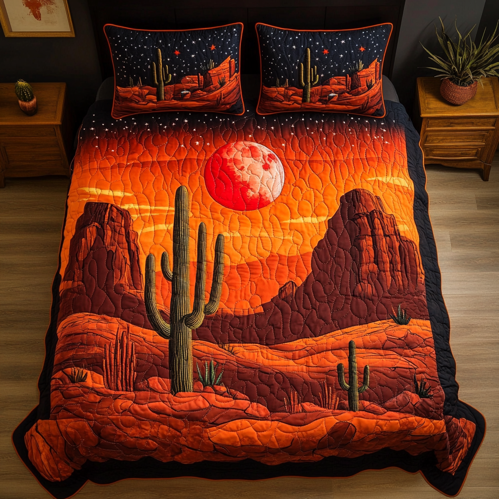 Cactus Dream Quilted Bedding Set Christmas Bedding Sets Novelty Cactus Gifts
