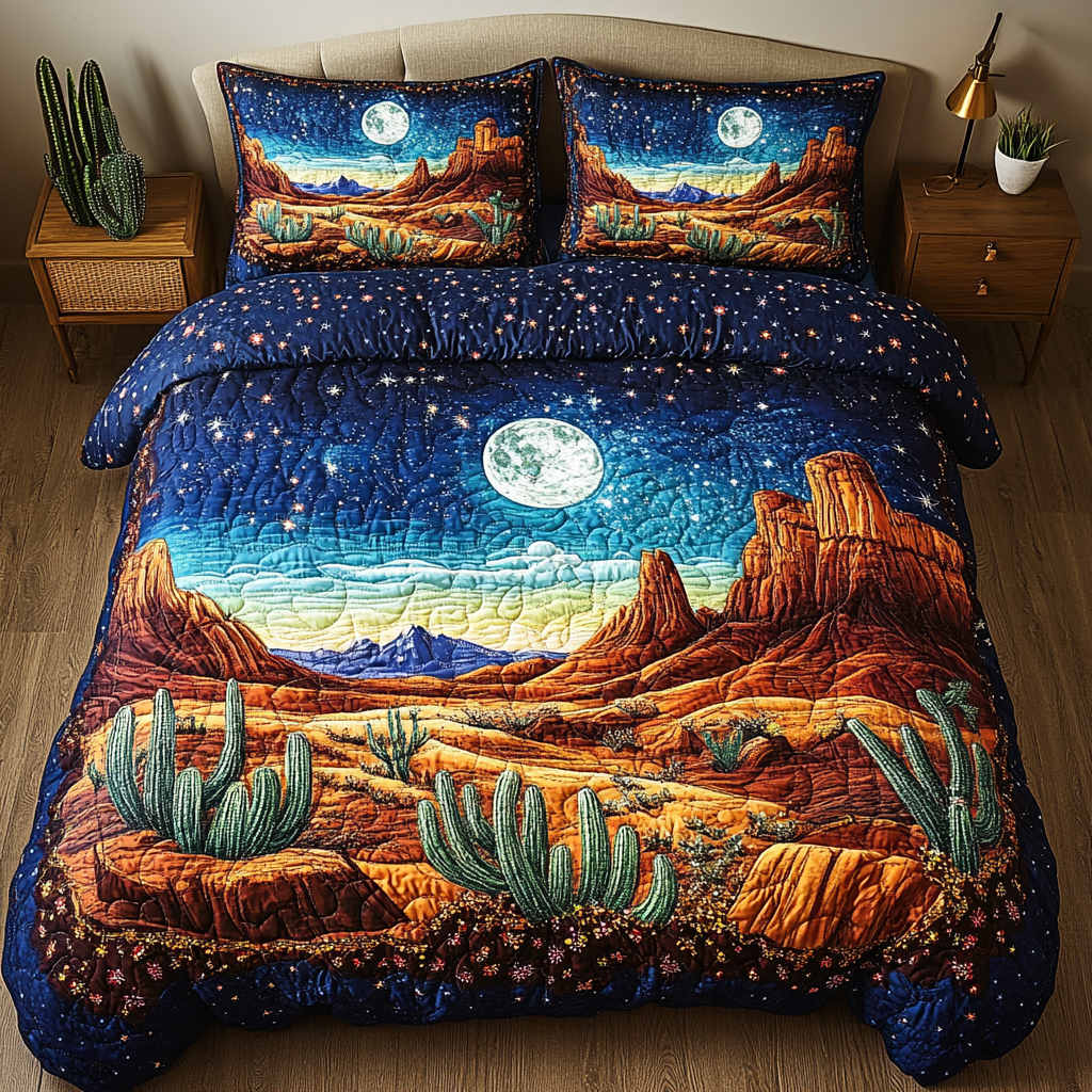 Cactus Dream Quilted Bedding Set Holiday Duvet Covers Unique Cactus Gifts