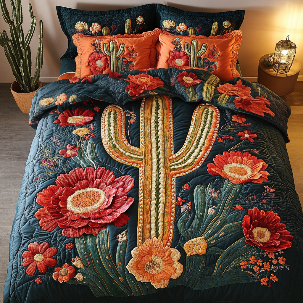 Cactus Dreams Quilted Bedding Set Best Comforter Sets Cactus Related Gifts