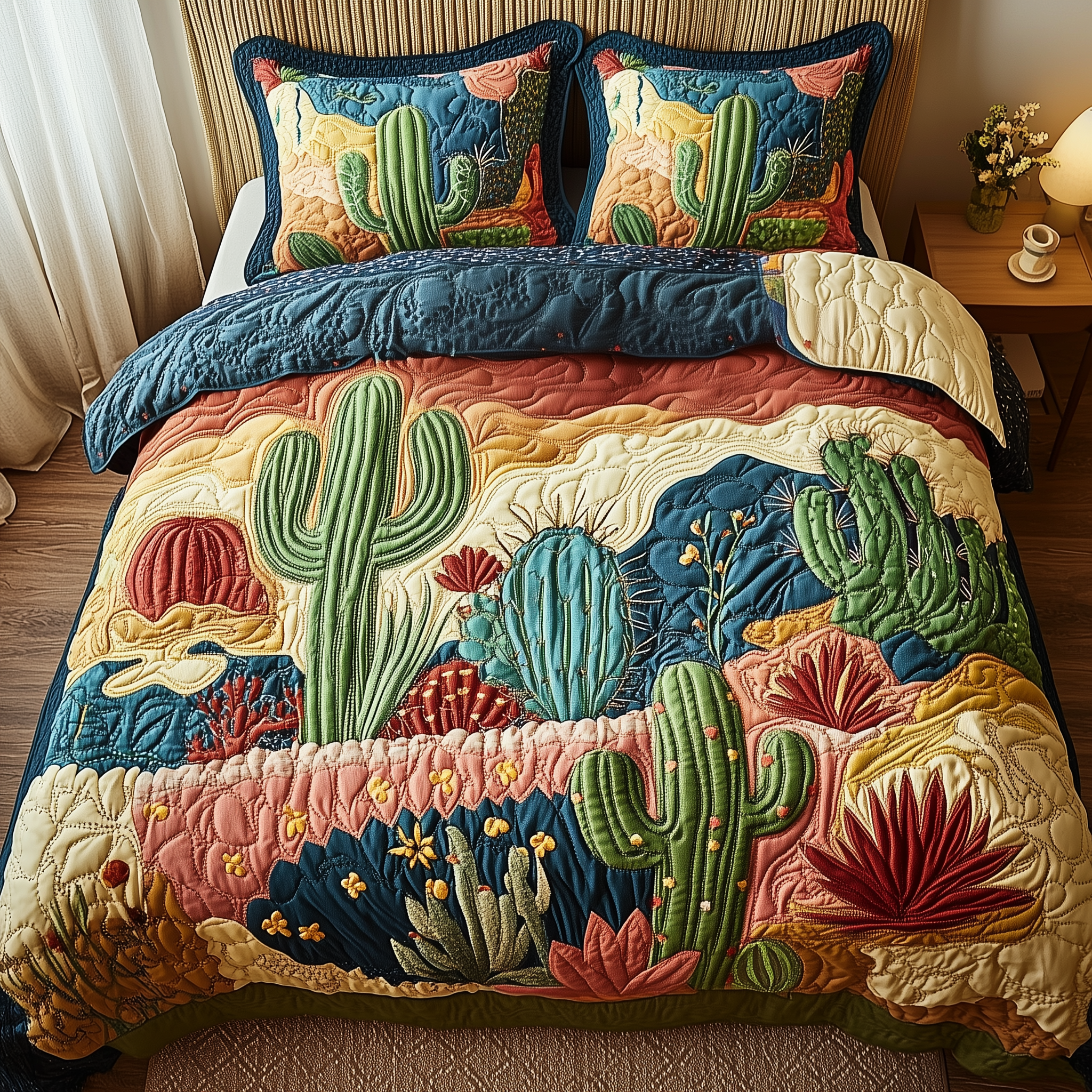 Cactus Festival Quilted Bedding Set Christmas Bedding Set Christmas Gifts For Couples