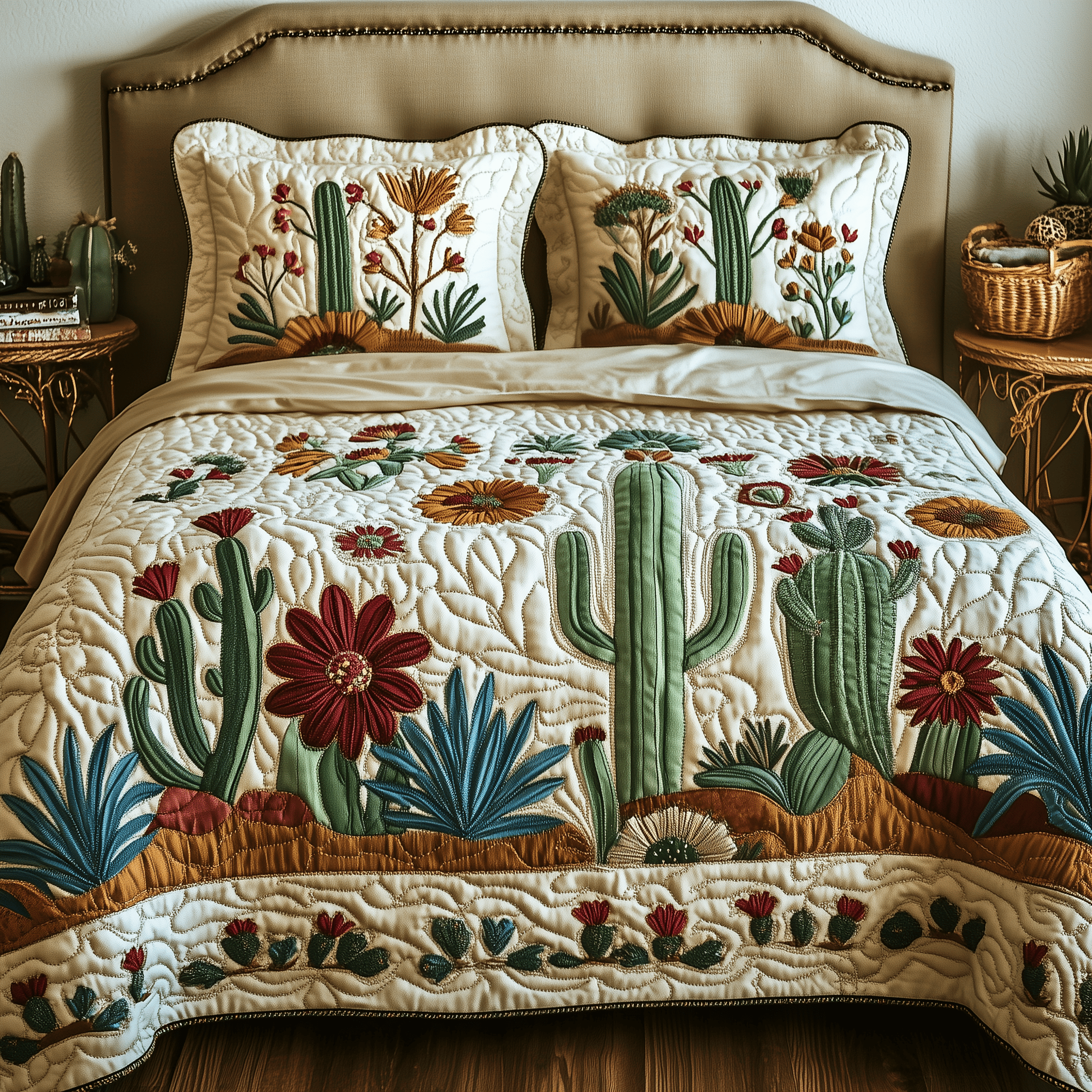Cactus Festival Quilted Bedding Set Christmas Bedding Set Christmas Gifts For Couples