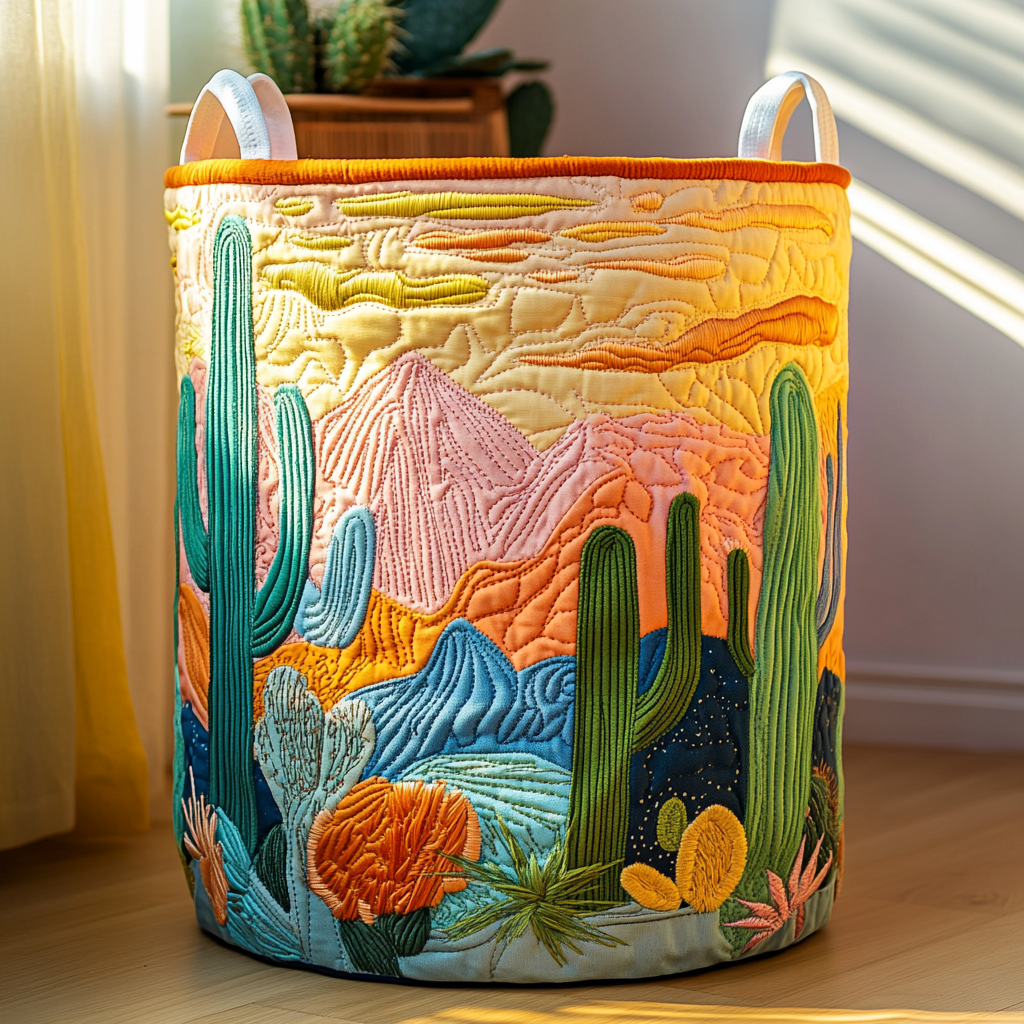 Cactus Fields Quilted Laundry Basket Spring Merch Pick
