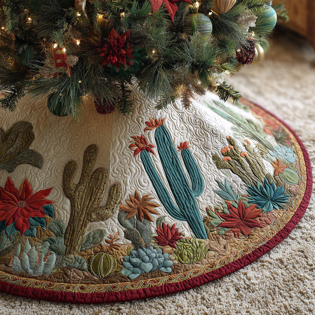 Cactus Forest Quilted Christmas Tree Skirt Indoor Xmas Decorations Christmas Present Ideas