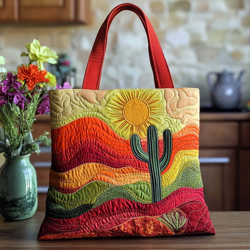 Cactus Garden Bliss Quilted Tote Bag Cactus Gifts For Him