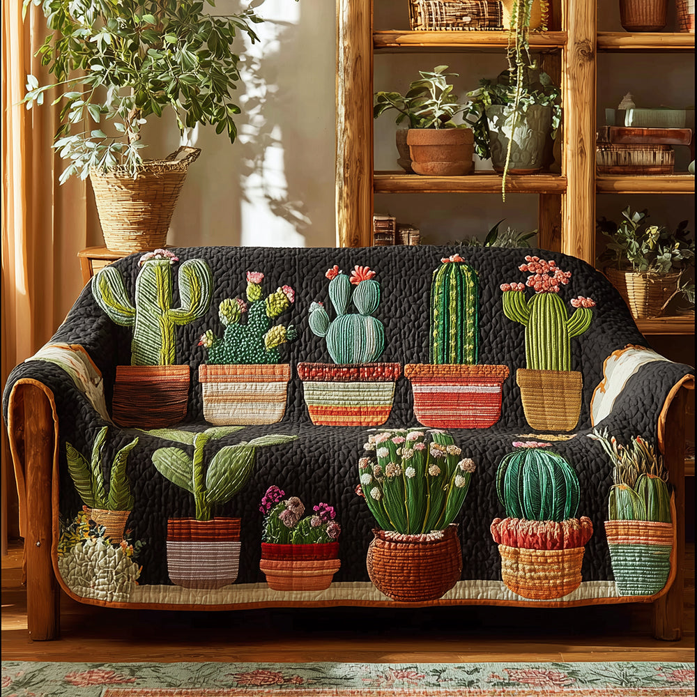 Cactus Garden Charm Quilted Sofa Cover Seat Covers For Couches Presents For Grandma