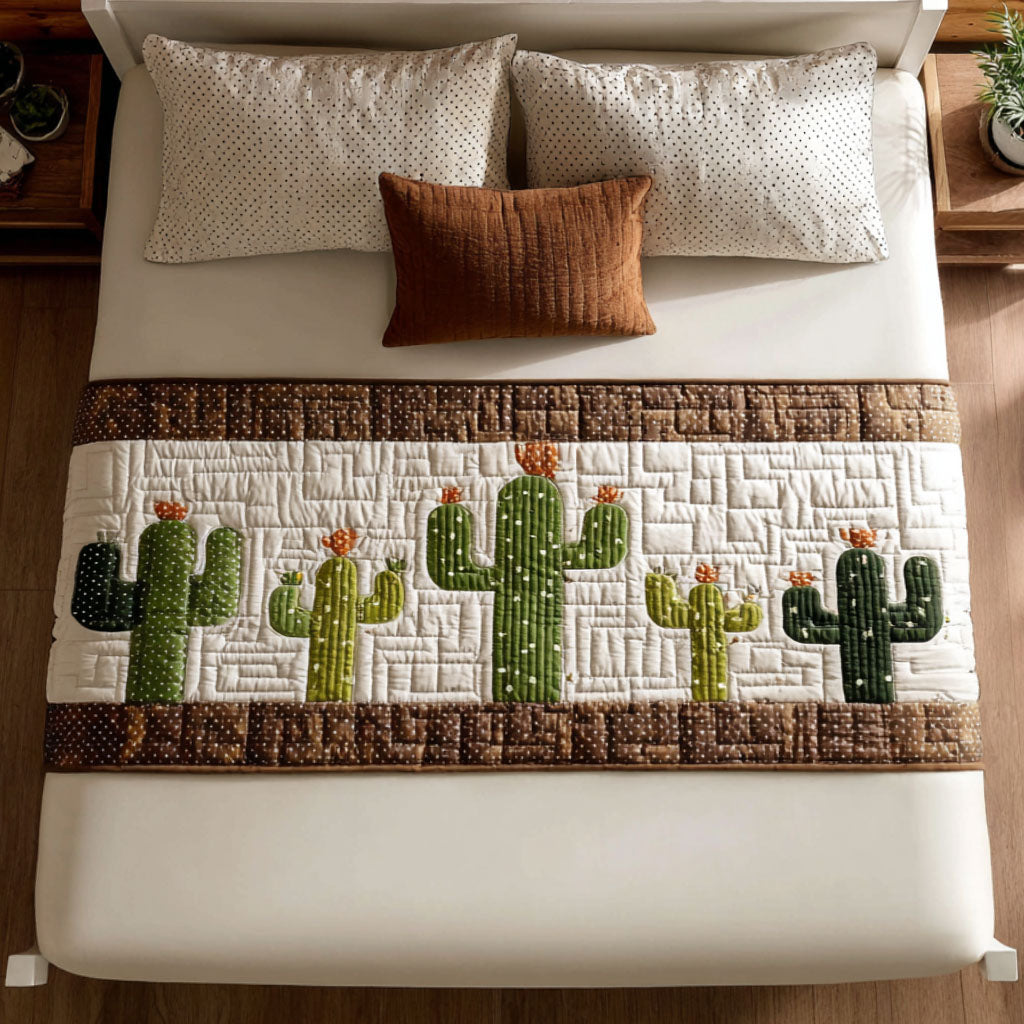 Cactus Garden Glow Quilted Bed Runner Bed Decorations Best Cactus Related Gifts