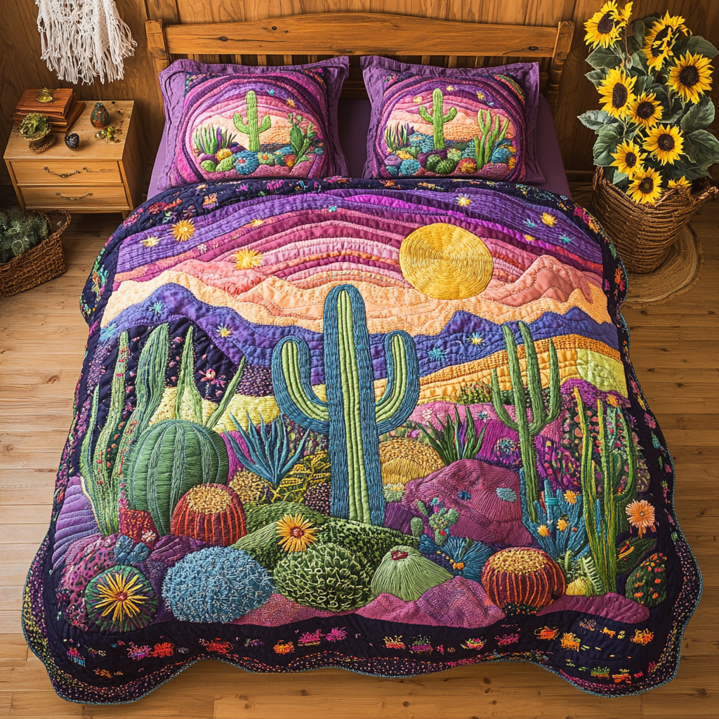 Cactus Garden Quilted Bedding Set Best Comforter Sets Cactus Inspired Gifts