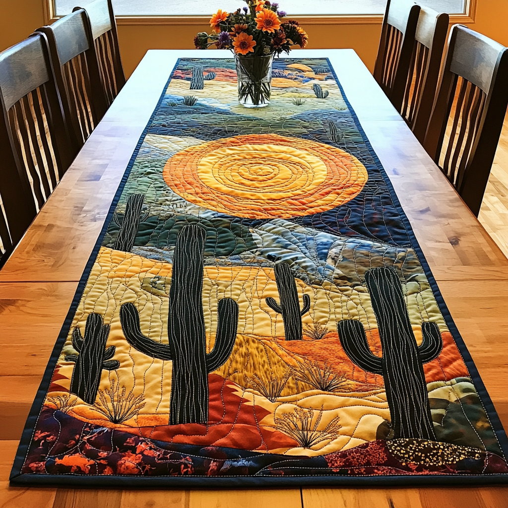 Cactus Garden Quilted Table Runner Dinner Table Decor Ideas Cactus Birthday Gift