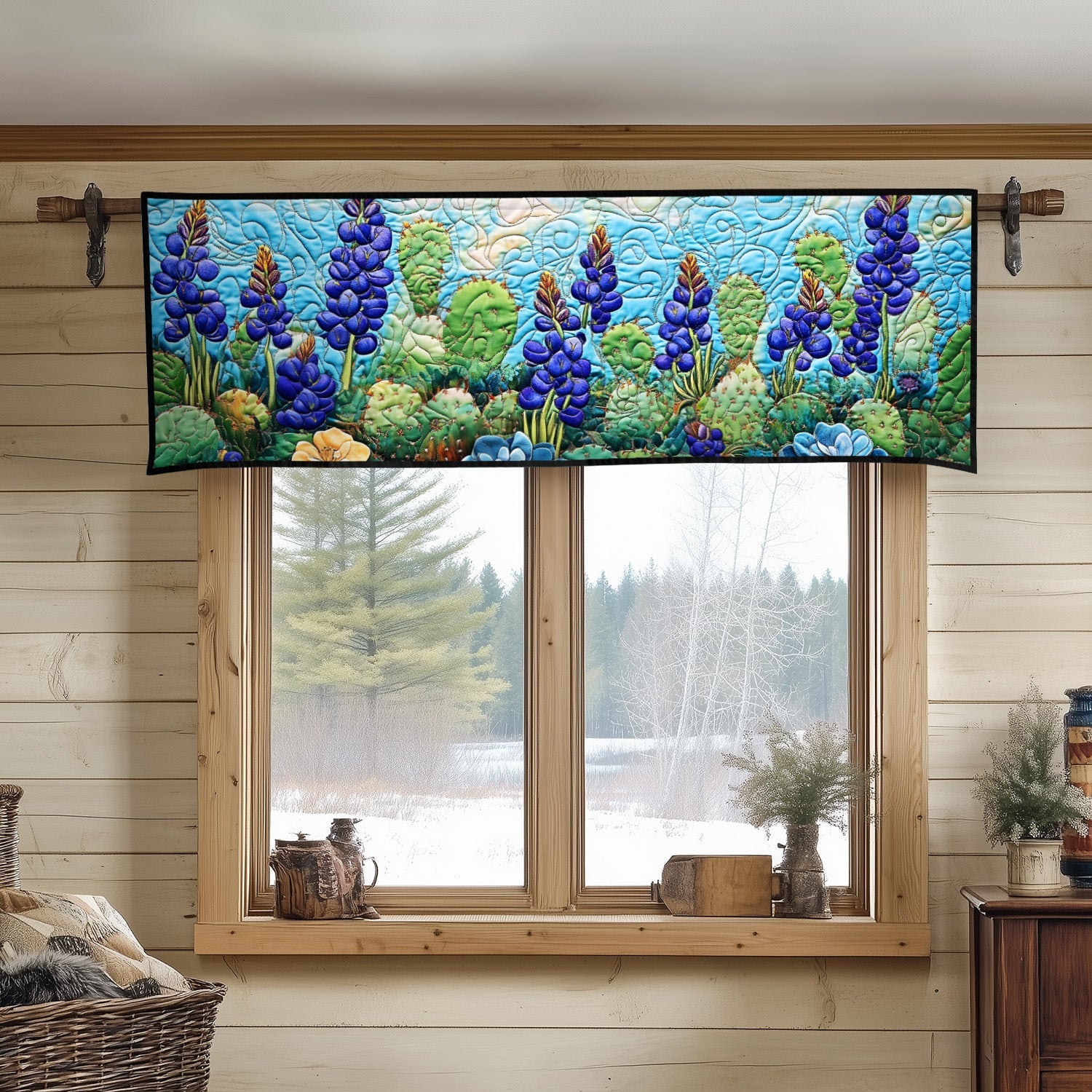 Cactus Garden Quilted Valance Window Valances For Bedroom Meaningful Gifts For Cactus Lovers