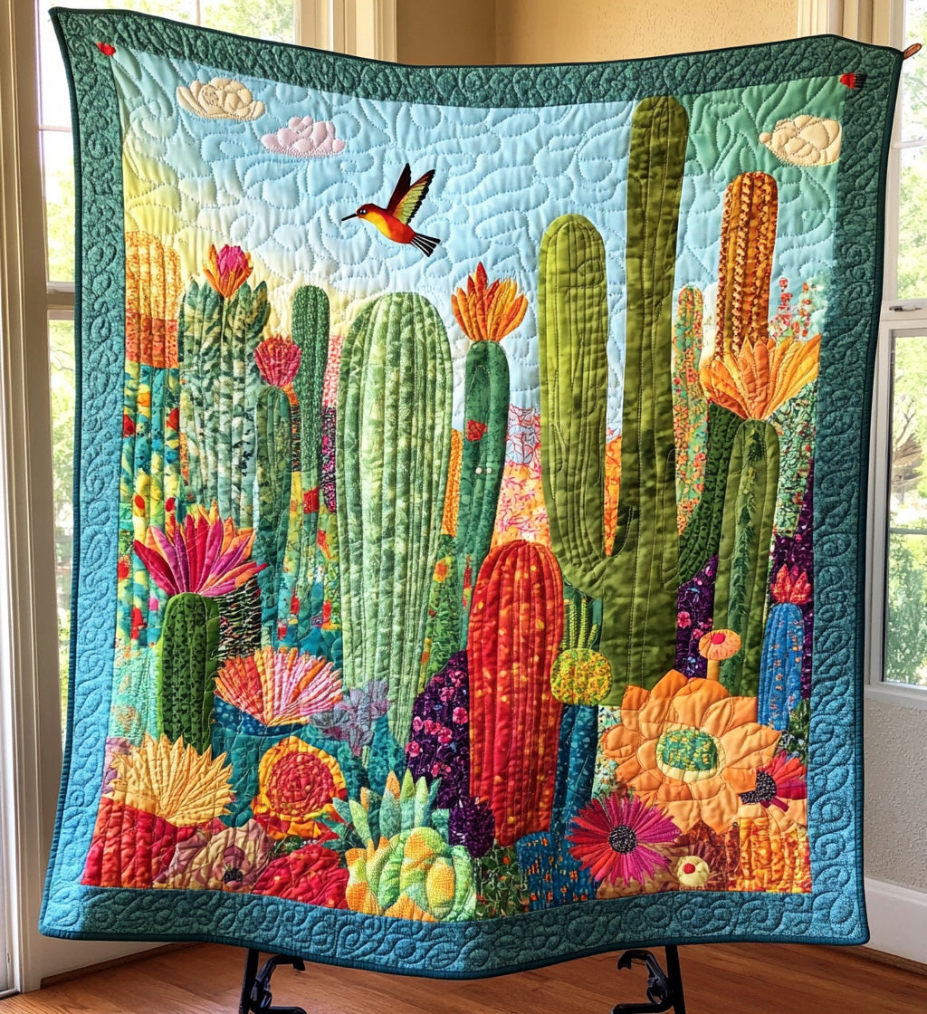 Cactus Harmony Quilted Blanket Gift Ideas For Bird Lovers