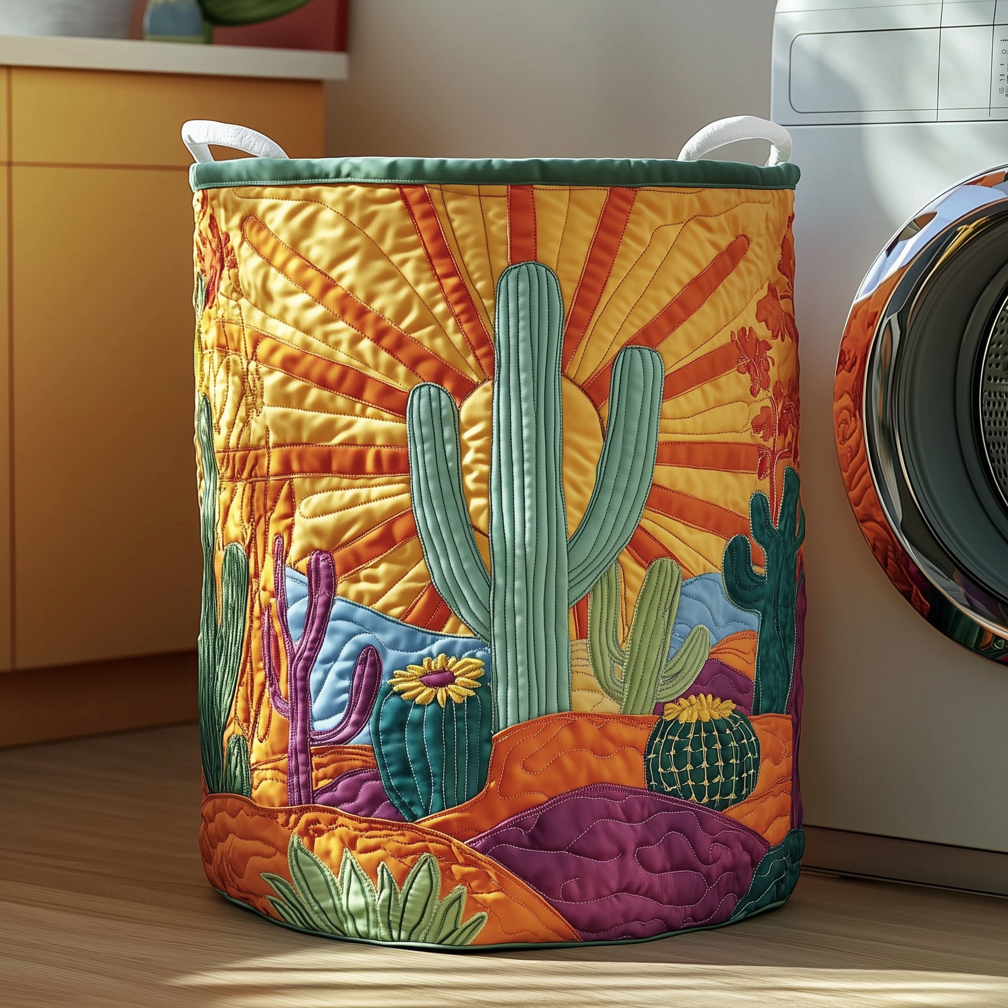 Cactus Haven Quilted Laundry Basket Lovely Cactus Gift For Mother