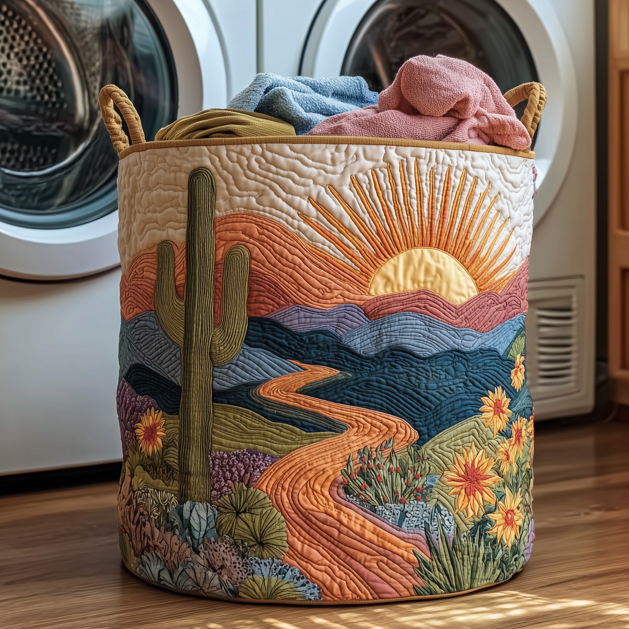 Cactus Heaven Quilted Laundry Basket Beautiful Scenery Gift For Cactus Lover