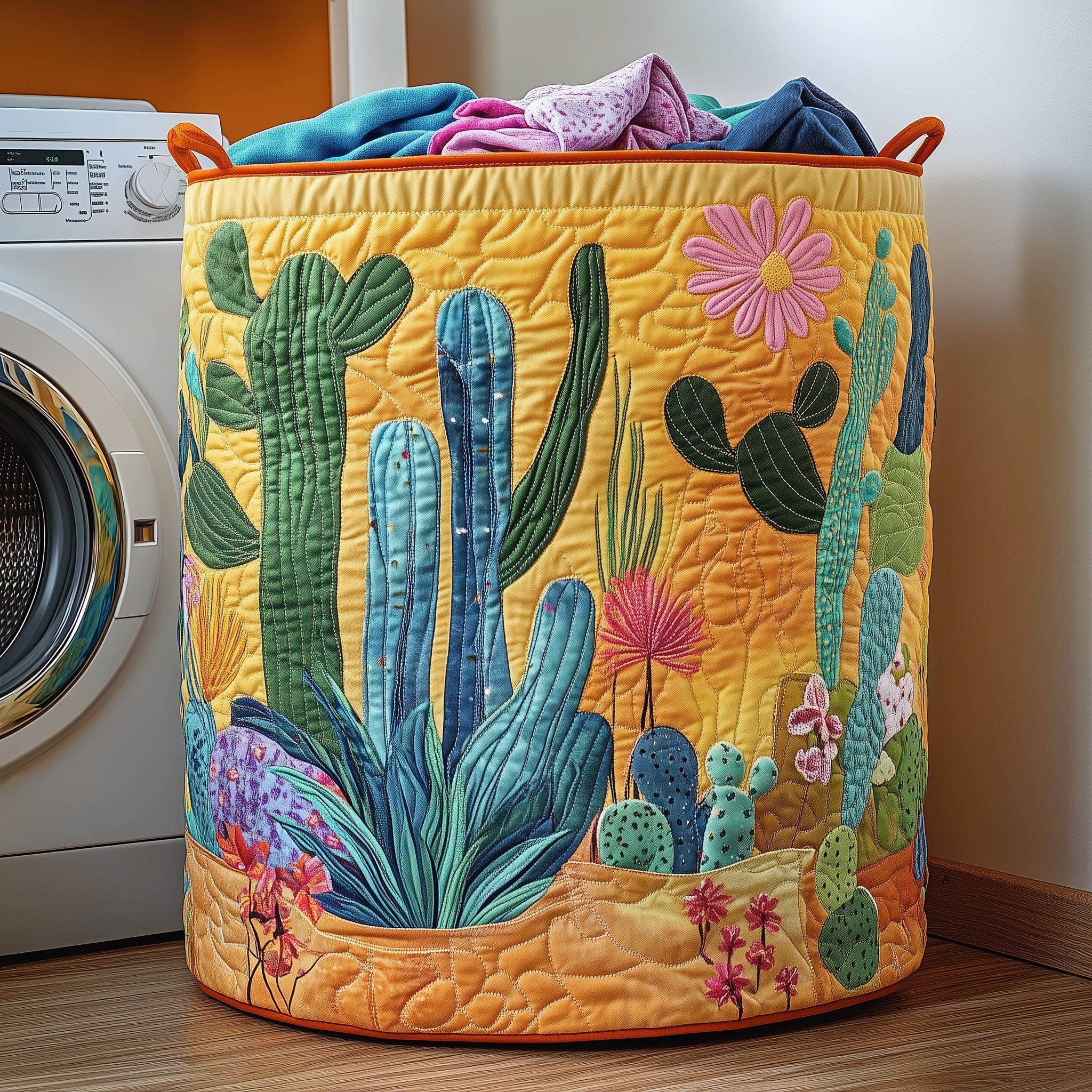 Cactus Heaven Quilted Laundry Basket Best Unique Present For Mom