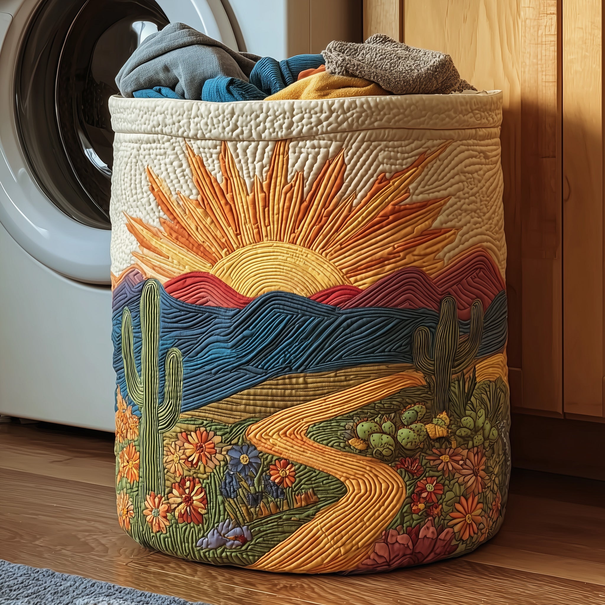 Cactus Heaven Quilted Laundry Basket Wonderful Sun Present For Nature Lovers