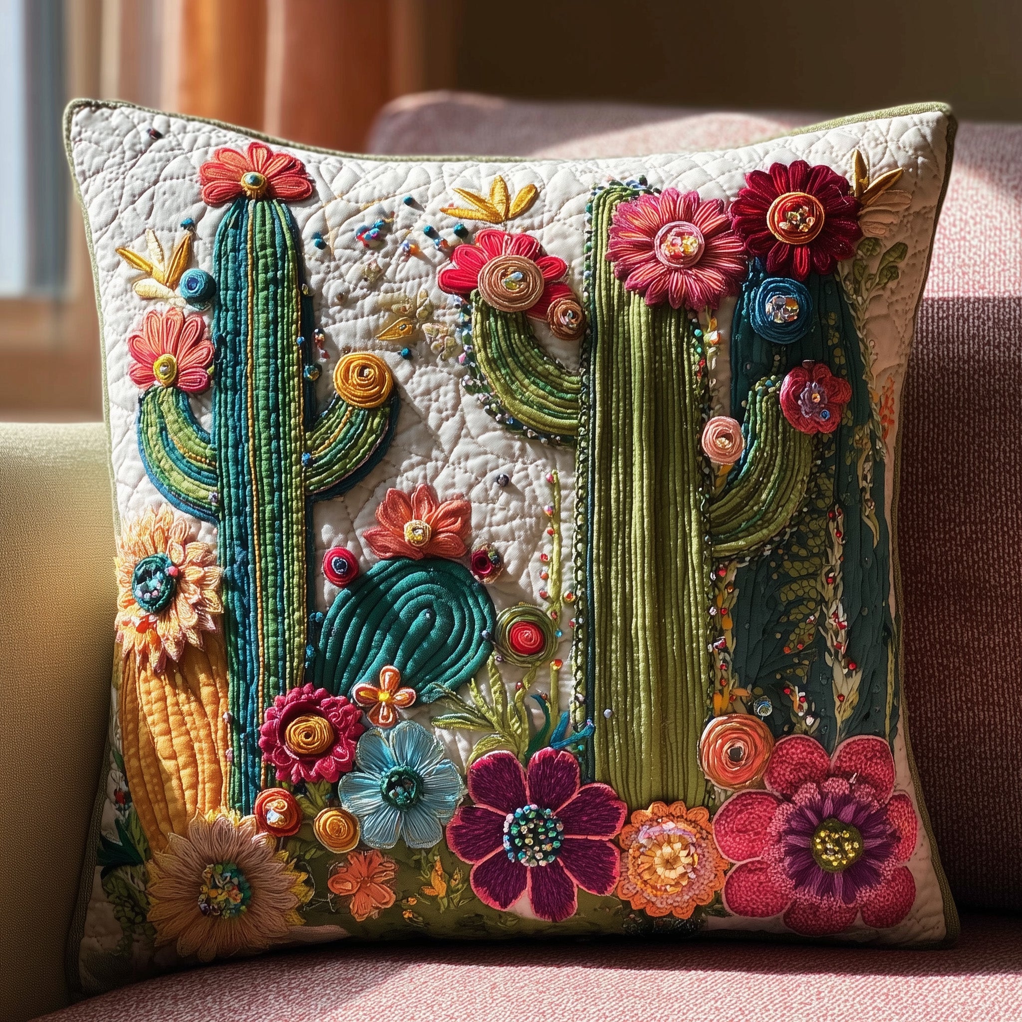 Cactus Heaven Quilted Pillow Case Gift For Kids