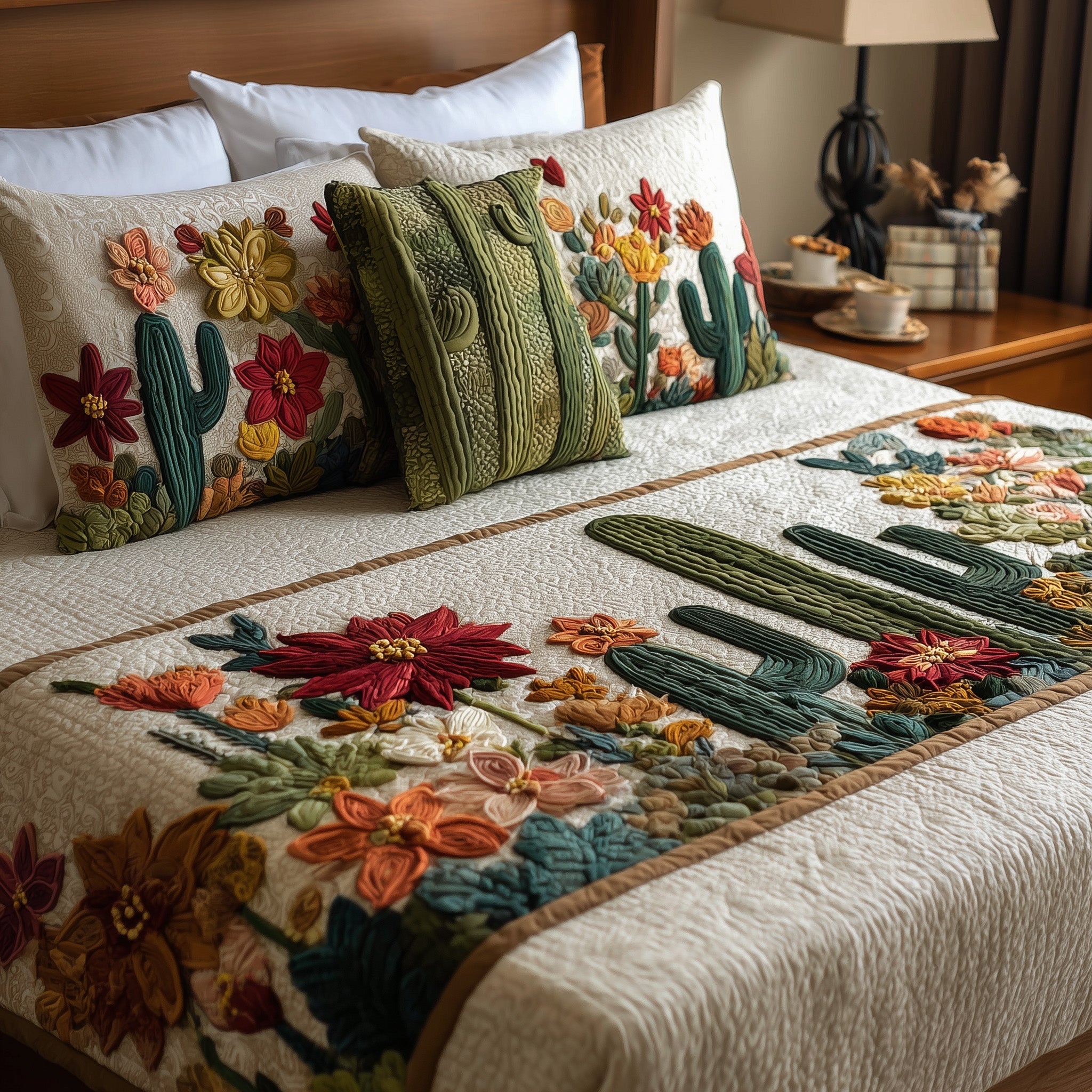 Cactus Heaven Quilted Pillow Case Gift For Mom