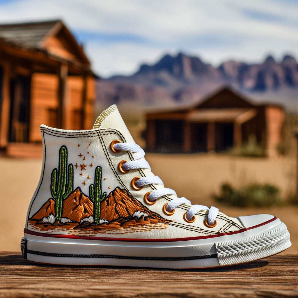 Cactus Horizon Canvas High Tops Travel Merch Ready
