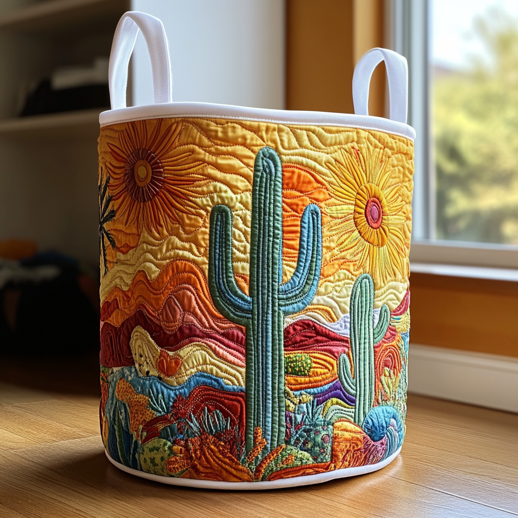 Cactus Horizon Quilted Laundry Basket Gift To Brighten Their Day
