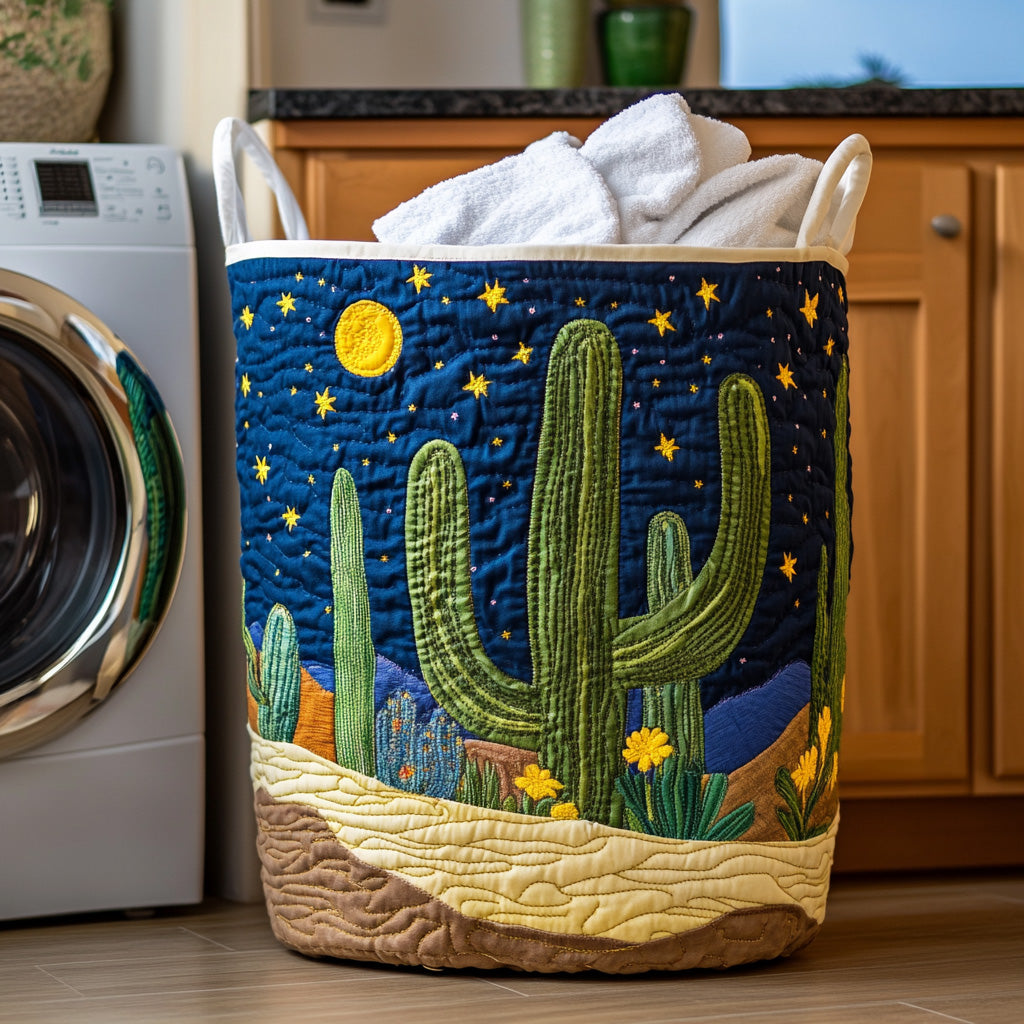 Cactus Horizon Quilted Laundry Basket Ideal Gift For Mom
