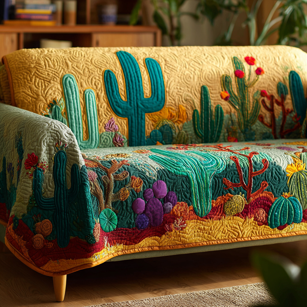 Cactus Horizon Quilted Sofa Cover Holiday Living Decorations Cactus Gifts For Her