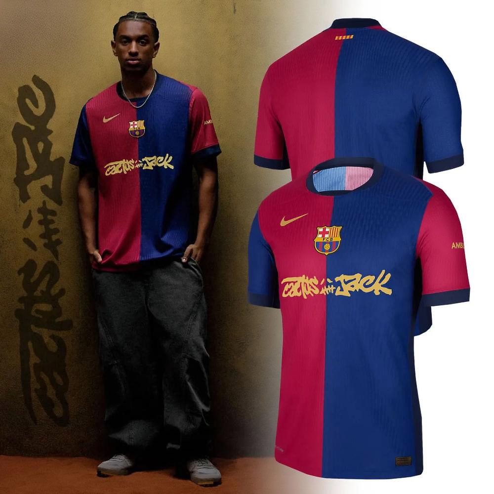 Cactus Jack Travis Scott x Barcelona FC Jersey Shirt Unique Gifts For Fan Lovers