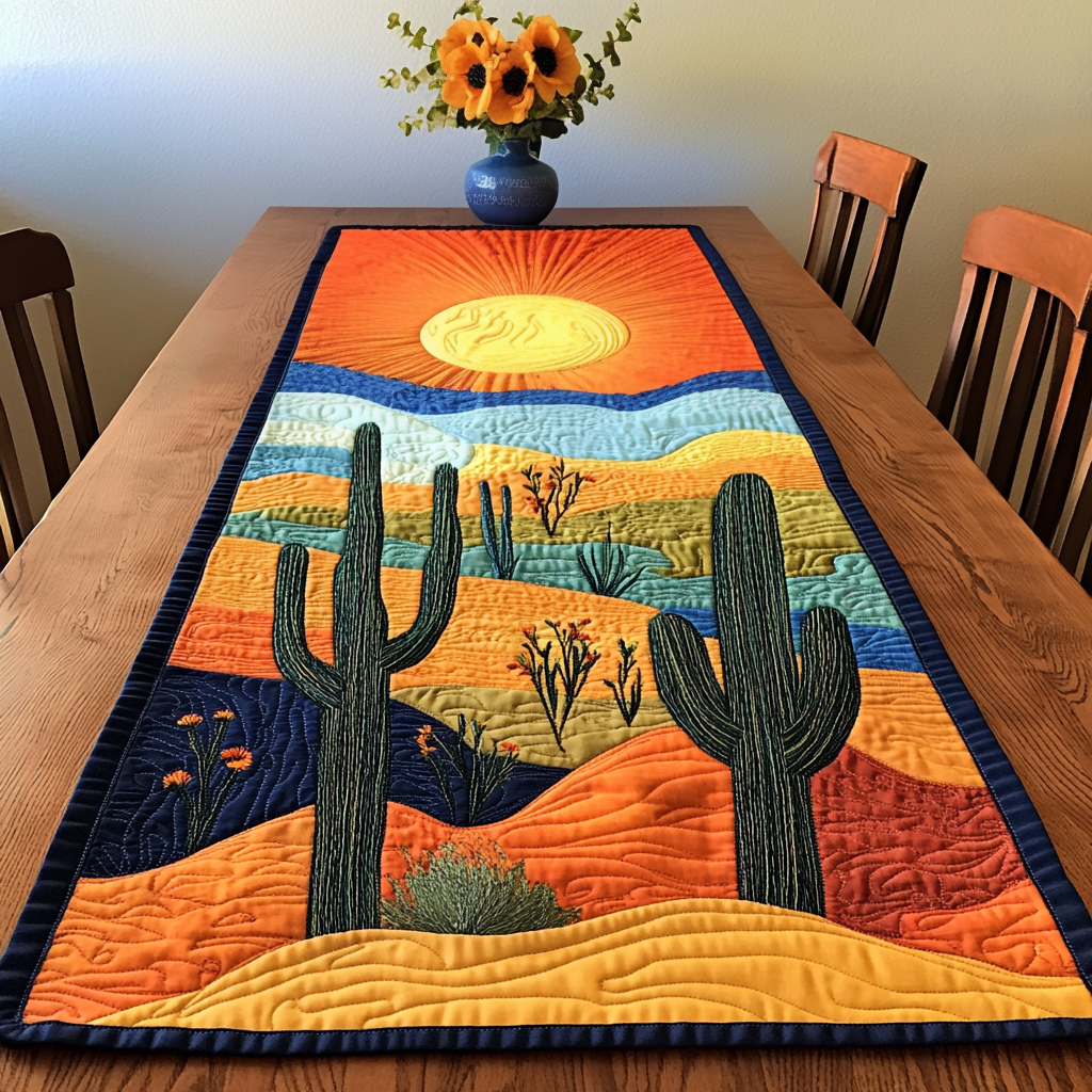 Cactus Landscape Quilted Table Runner Dining Room Decor Ideas Cactus Housewarming Gift