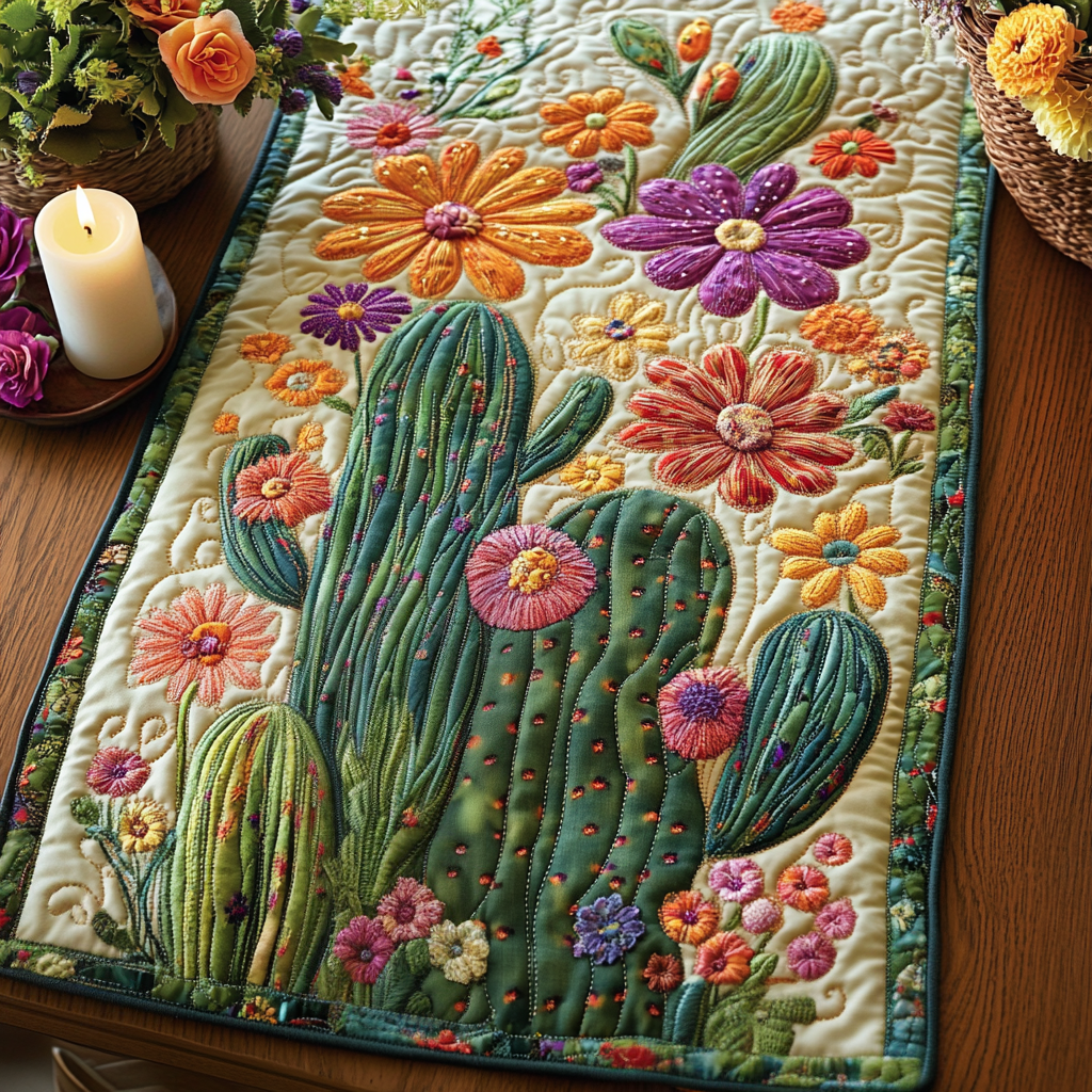 Cactus Love Quilted Table Runner Dining Room Decor Ideas Cactus Housewarming Gift