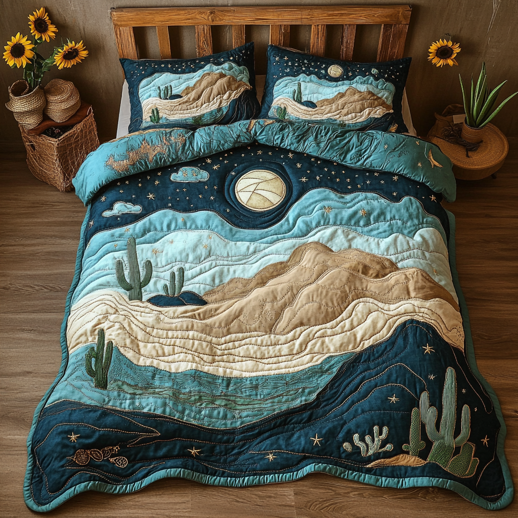 Cactus Mirage Quilted Bedding Set Bed Decor Christmas Cactus Gift