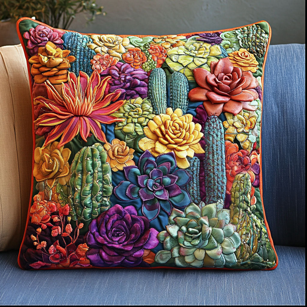 Cactus Oasis Quilted Pillow Case Best Cool Pillow Cases Cactus Inspired Gifts