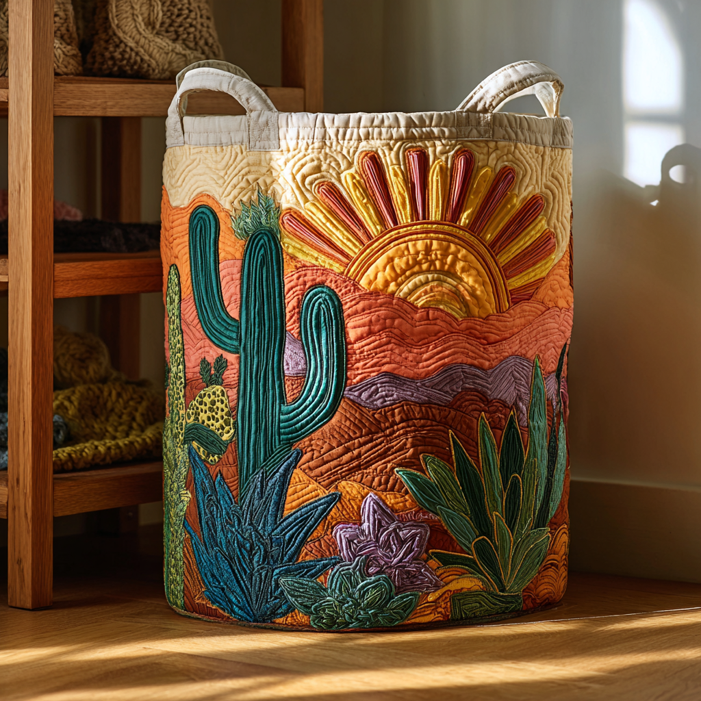 Cactus Path Quilted Laundry Basket Home Essential Gift Quilted Laundry Basket with Style