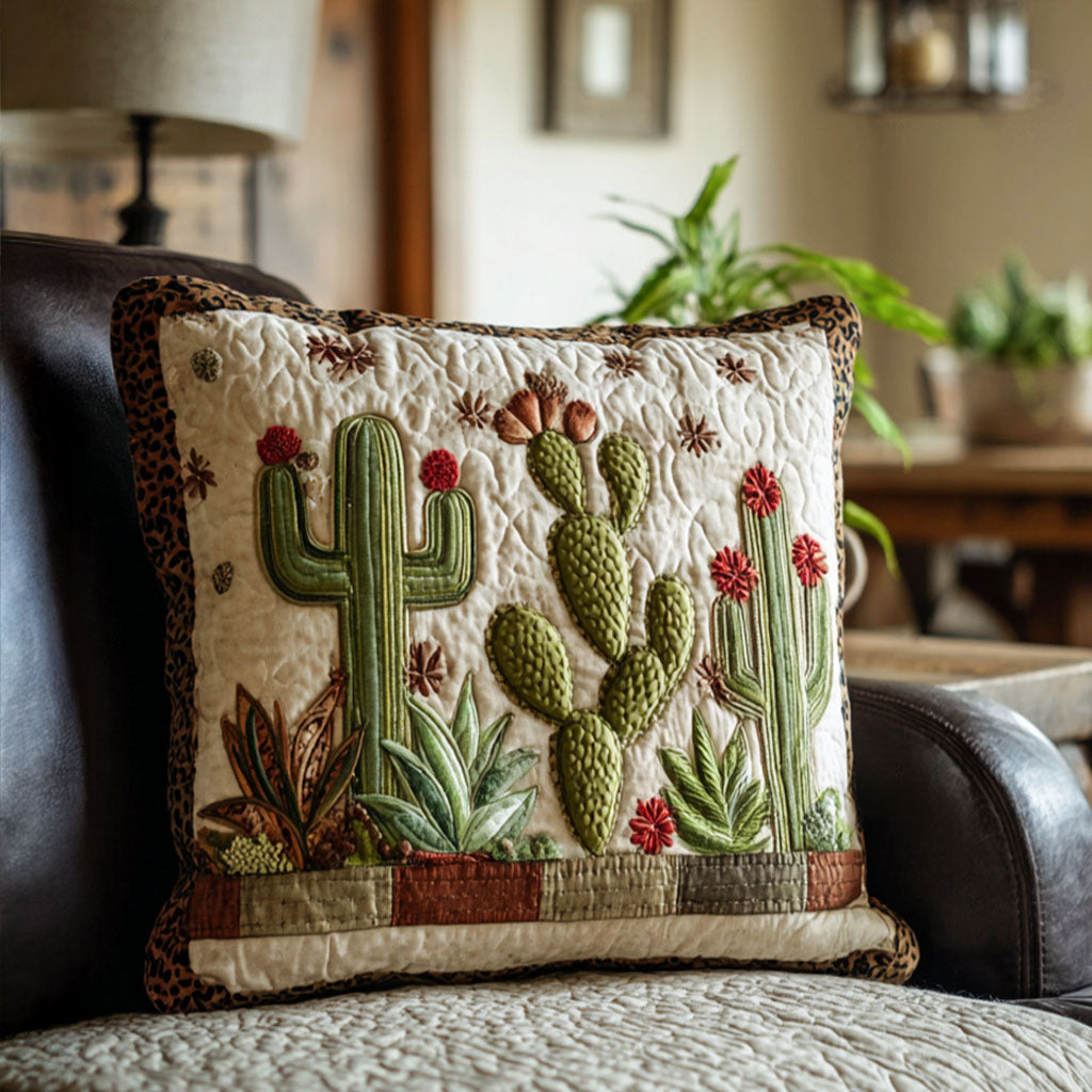 Cactus Quilted Pillow Case Decorative Throw Pillow Covers Gift For Cactus Lover