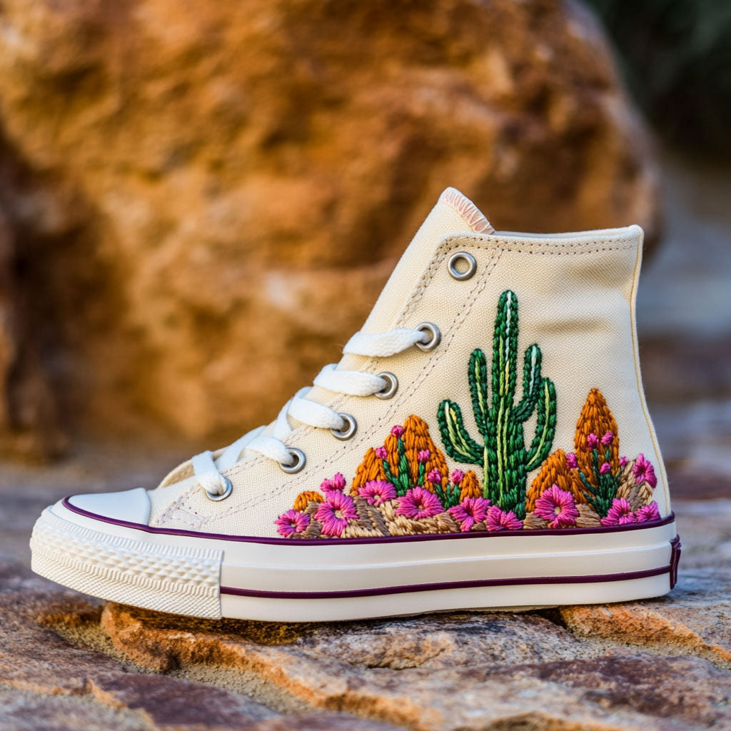Cactus Rose Canvas High Tops Sporty Merch Choice