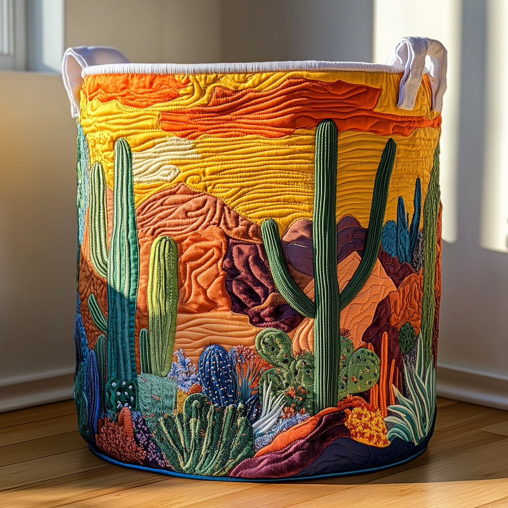Cactus Sky Quilted Laundry Basket Merch For Couples