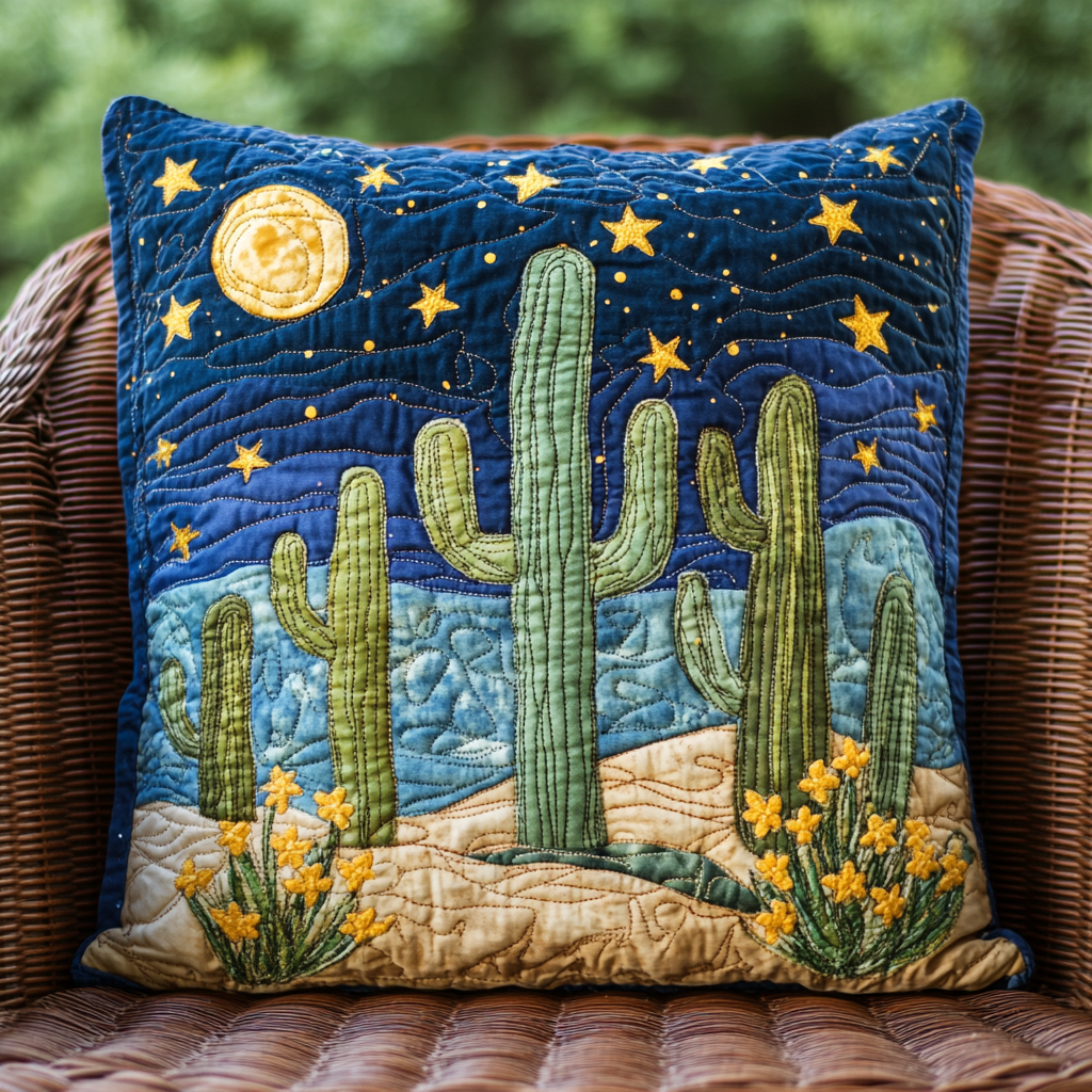 Cactus Sky Quilted Pillow Case Home Decor Pillow Covers Cactus Themed Gifts