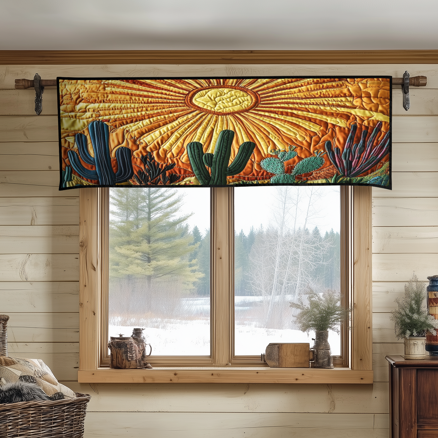 Cactus Sunrise Quilted Valance Window Valances For Bedroom Gifts For Mom Who Has Everything