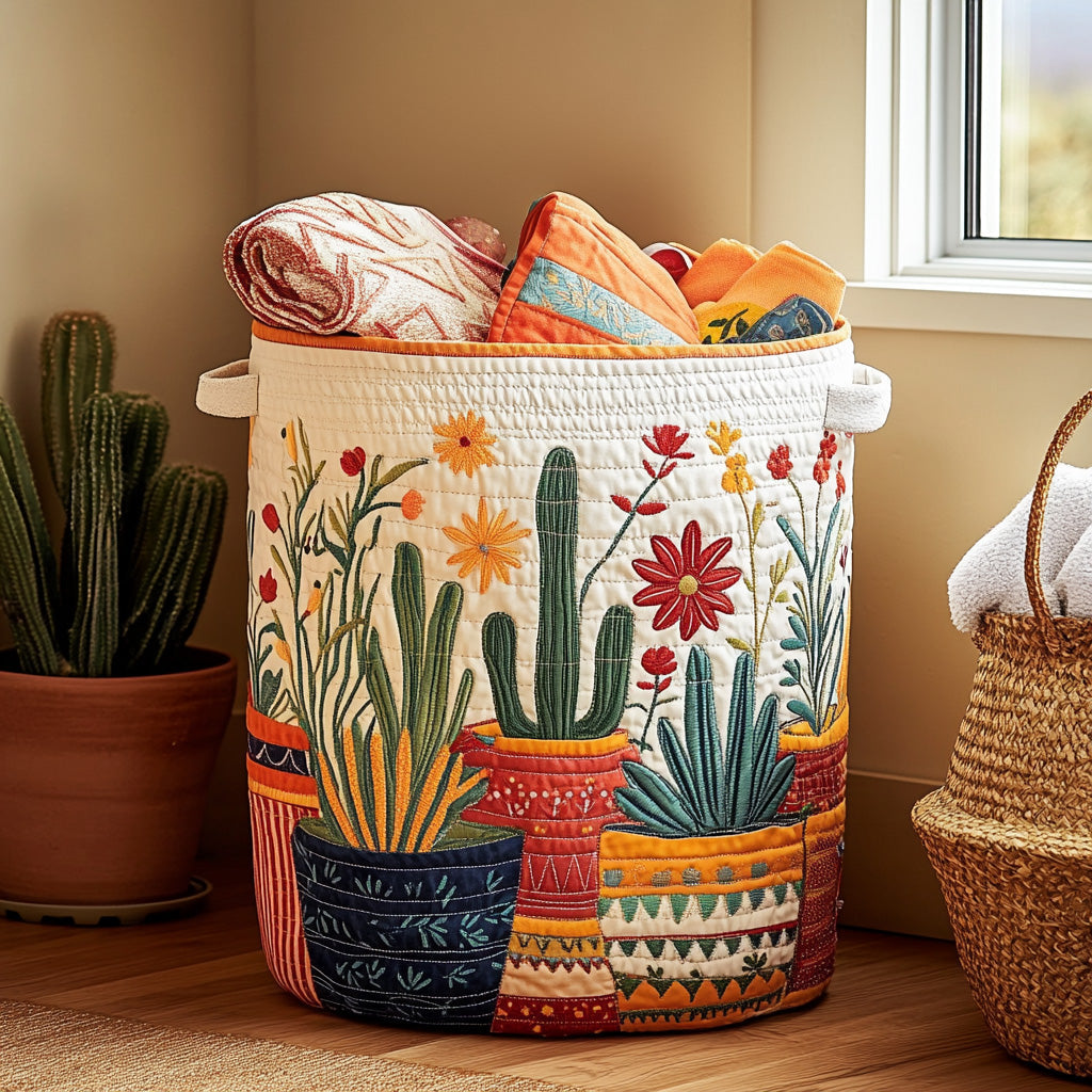 Cactus Sunset Quilted Laundry Basket Holiday Season Merch